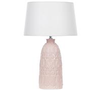 Beliani Lampada da tavolo base in ceramica rosa paralume in tessuto bianco 56 cm boho rustico boho