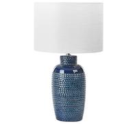 Beliani Lampada da tavolo ceramica blu con paralume bianco 56 cm