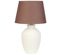 Beliani Lampada da tavolo in ceramica bianca con paralume in lino e base minimalista
