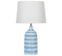 Beliani Lampada da tavolo in ceramica blu paralume in tessuto bianco 66 cm