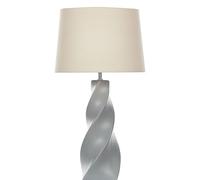 Beliani Lampada da tavolo in ceramica grigia paralume in tessuto bianco 71 cm Comodino classico