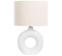 Beliani Lampada da tavolo in ceramica stile Art Deco luce ambiente beige paralume bianco