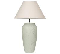 Beliani Lampada da tavolo moderna Luce da comodino Base in ceramica Paralume regolabile in lino Effetto invecchiato Bianco