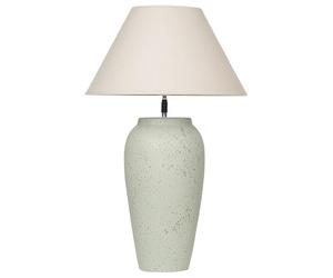 Beliani Lampada da tavolo moderna Luce da comodino Base in ceramica Paralume regolabile in lino Effetto invecchiato Bianco