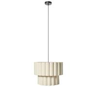 Beliani Lampadario con paralume in tessuto di lino nero opaco beige chiaro