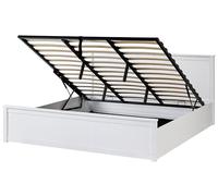 Beliani Letto con contenitore in legno di pino con telaio sollevabile 160 x 200 cm bianco Lambres