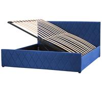 Beliani Letto Contenitore Trapuntato Velluto Blu Rete a Doghe 180 x 200 cm