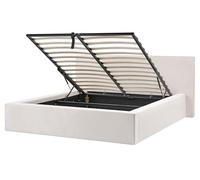 Beliani Letto imbottito in velluto a coste 160 x 200 cm con contenitore beige chiaro