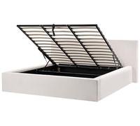 Beliani Letto imbottito in velluto a coste 180 x 200 cm con contenitore beige chiaro