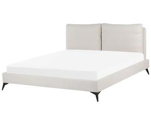 Beliani Letto Imbottito Moderno in Velluto Beige 180 x 200 cm con Rete a doghe