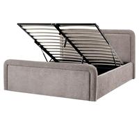 Beliani Letto imbottito scandinavo con contenitore 160 x 200 cm in tessuto grigio marrone
