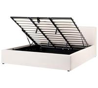 Beliani Letto imbottito scandinavo con contenitore 180 x 200 cm in tessuto bianco sporco