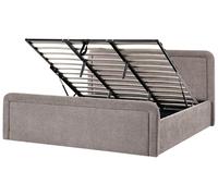 Beliani Letto imbottito scandinavo con contenitore 180 x 200 cm in tessuto grigio marrone