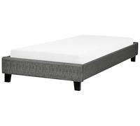 Beliani Letto Imbottito Tessuto Grigio Senza testiera Rete a doghe 90 x 200 cm
