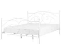 Beliani Letto in Metallo Bianco a Doghe con Decorazioni Sinuose 180 x 200 cm