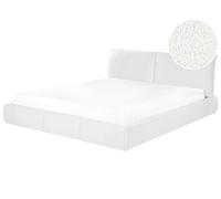 Beliani Letto matrimoniale ad acqua imbottito in tessuto boucle bianco 180x200 cm