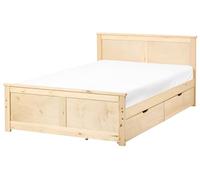 Beliani Letto matrimoniale con 2 cassetti in legno marrone chiaro stile 120 x 200 cm