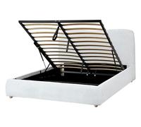 Beliani Letto matrimoniale con contenitore 140 x 200 cm tessuto grigio chiaro