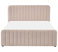 Beliani Letto matrimoniale con contenitore imbottito Boucle tessuto beige 140 x 200 cm