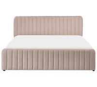 Beliani Letto matrimoniale con contenitore imbottito Boucle tessuto beige 180 x 200 cm