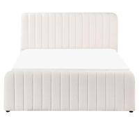 Beliani Letto matrimoniale con contenitore imbottito Boucle tessuto bianco 140 x 200 cm