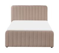 Beliani Letto matrimoniale con contenitore imbottito Boucle tessuto tortora 120 x 200 cm