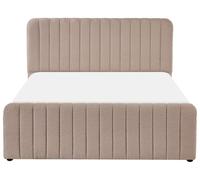 Beliani Letto matrimoniale con contenitore imbottito Boucle tessuto tortora 140 x 200 cm
