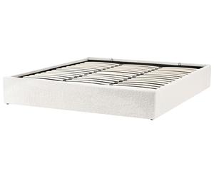 Beliani Letto matrimoniale con contenitore in tessuto bouclè bianco sporco 180 x 200 cm