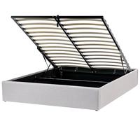 Beliani Letto matrimoniale con contenitore in tessuto tessuto grigio chiaro 160 x 200 cm