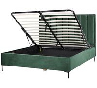 Beliani Letto Matrimoniale con Contenitore in Velluto 180 x 200 cm Verde Scuro