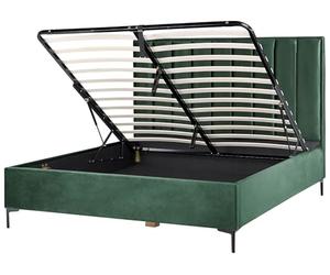 Beliani Letto Matrimoniale con Contenitore in Velluto 180 x 200 cm Verde Scuro