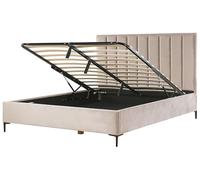 Beliani Letto Matrimoniale con Contenitore in Velluto tortora 180 x 200 cm