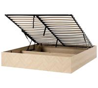 Beliani Letto matrimoniale con contenitore ottomano MDF Aspetto naturale Marrone chiaro 180 x 200 cm