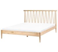 Beliani Letto matrimoniale con testiera e struttura in legno di pino con doghe 160x200cm marrone chiaro