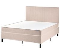 Beliani Letto matrimoniale con testiera Materasso a molle insacchettate 140 x 200 cm Beige