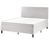 Beliani Letto matrimoniale con testiera Materasso a molle insacchettate 160 x 200 cm grigio chiaro