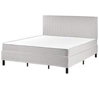 Beliani Letto matrimoniale con testiera Materasso a molle insacchettate 180 x 200 cm grigio chiaro