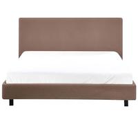 Beliani Letto matrimoniale imbottito bouclé marrone 140 x 200 cm