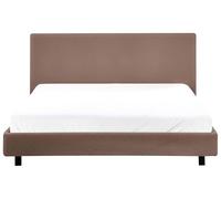 Beliani Letto matrimoniale imbottito bouclé marrone 160 x 200 cm