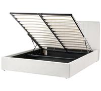 Beliani Letto matrimoniale imbottito in tessuto beige chiaro 140 x 200 cm