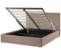 Beliani Letto matrimoniale imbottito in tessuto tortora 140 x 200 cm