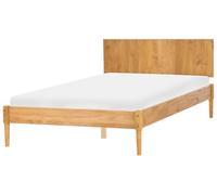 Beliani Letto matrimoniale in legno con base a doghe piane e testiera in legno marrone chiaro 140 x 200 cm