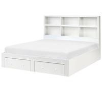 Beliani Letto matrimoniale in legno con contenitori a 2 cassetti e ripiani bianco 180 x 200 cm