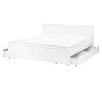 Beliani Letto matrimoniale in legno di Pino Bianco con 4 cassetti e testiera 160 x 200 cm