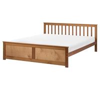 Beliani Letto matrimoniale in pino MDF con rete a doghe 160 x 200 cm in marrone