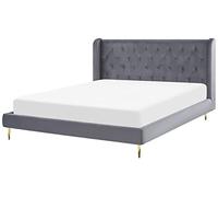 Beliani Letto matrimoniale in velluto grigio 180 x 200 cm