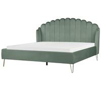 Beliani Letto matrimoniale in velluto verde con testiera e gambe in metallo 180 x 200 cm