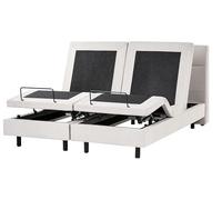 Beliani Letto matrimoniale Tessuto beige chiaro Elettrico Regolabile con Telecomando 160 x 200 cm
