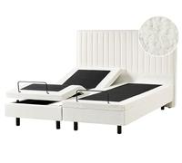 Beliani Letto matrimoniale Tessuto bianco sporco regolabile Elettricamente con Telecomando 160 x 200 cm