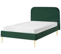 Beliani Letto matrimoniale velluto verde scuro piedi oro minimalista 120 x 200 cm